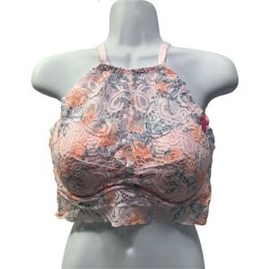 Nwt Victoria's Secret PINK Padded Halter Push-Up Bra Floral Pink Size M‎
